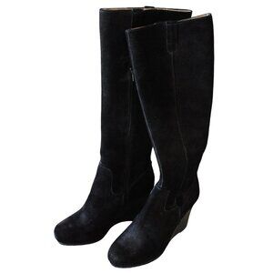 Knee High Suede Wedge Heel Boots Size 8.5